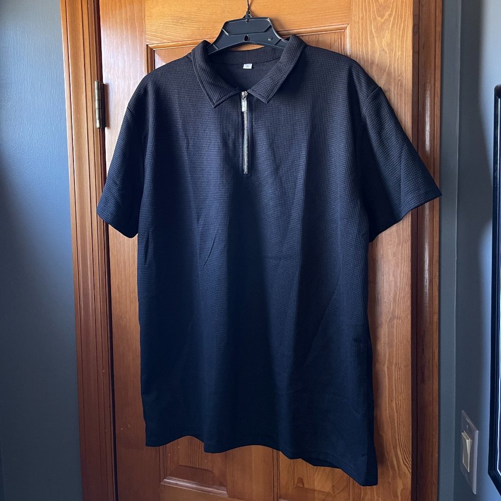 Black Polo Shirt - Zipper Polo Shirt